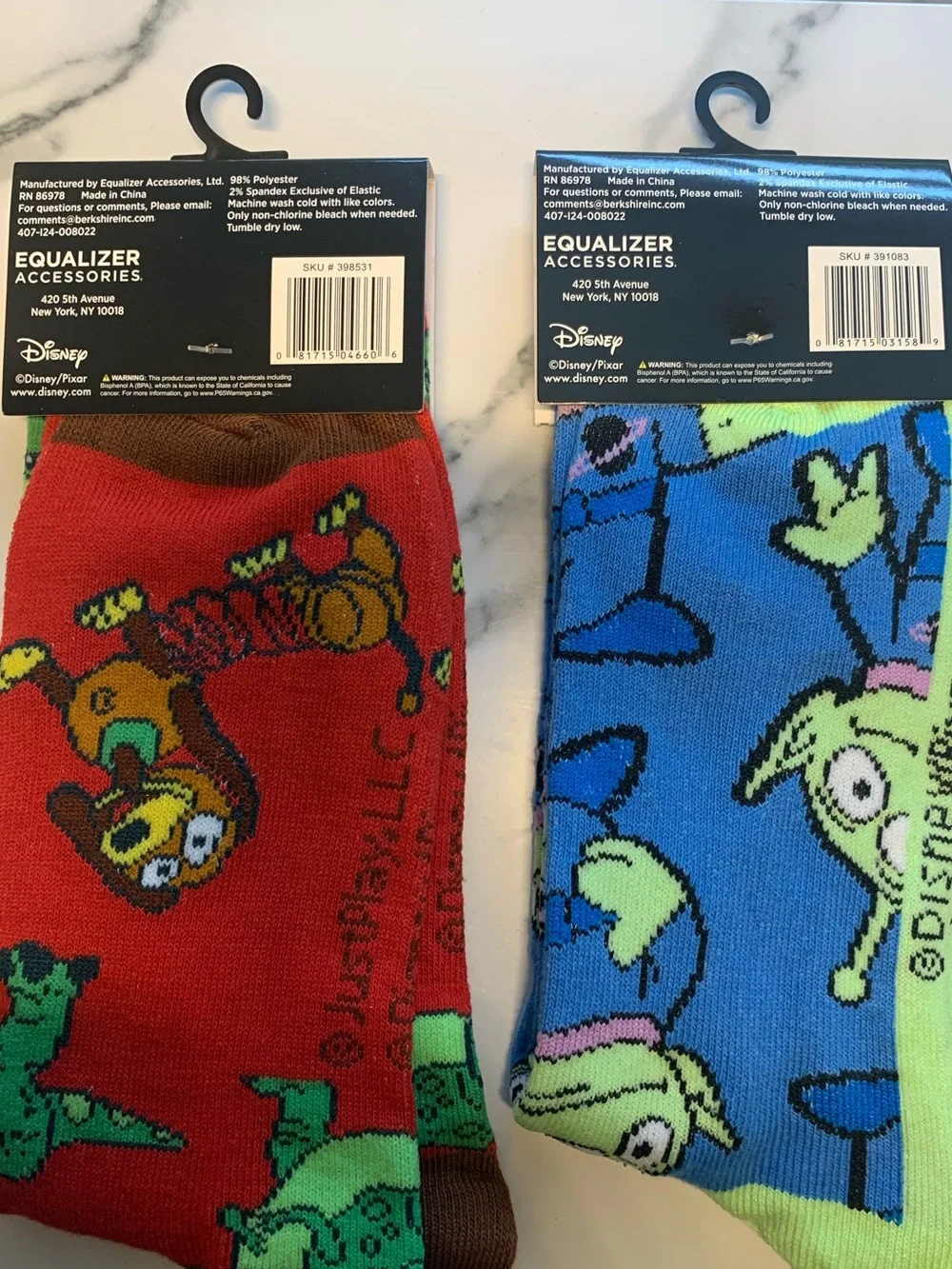 Toy Story Crew Socks - Red Dino Slinky Dog & Blue Alien Designs (Size 9-13)